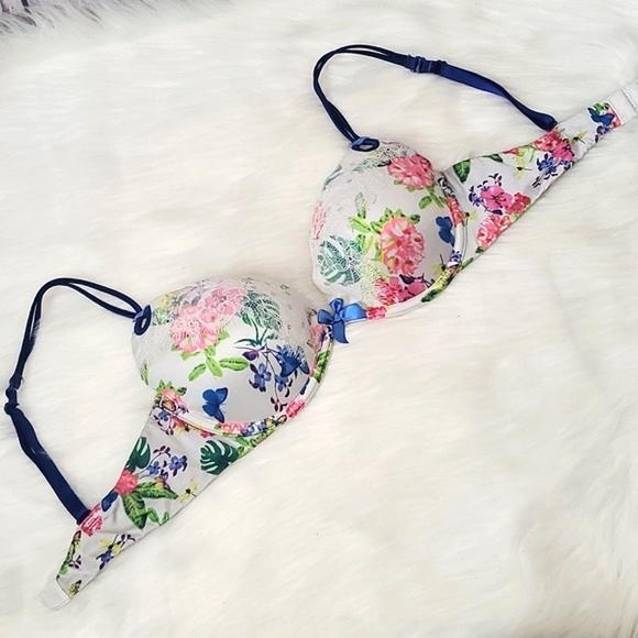 2012 Victoria's Secret Sexy Little Things Satin Floral Fairy Cottagecore Bra 34C - Picture 5 of 16